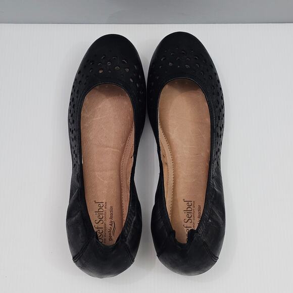 NEW Josef Seibel Pippa 29 Flat Women EU 41 Black Leather Perforated Comfy Ballet - Picture 9 of 15
